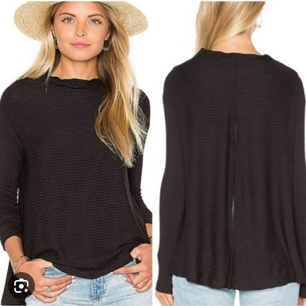 Free people we the free lover rib thermal split back top small black